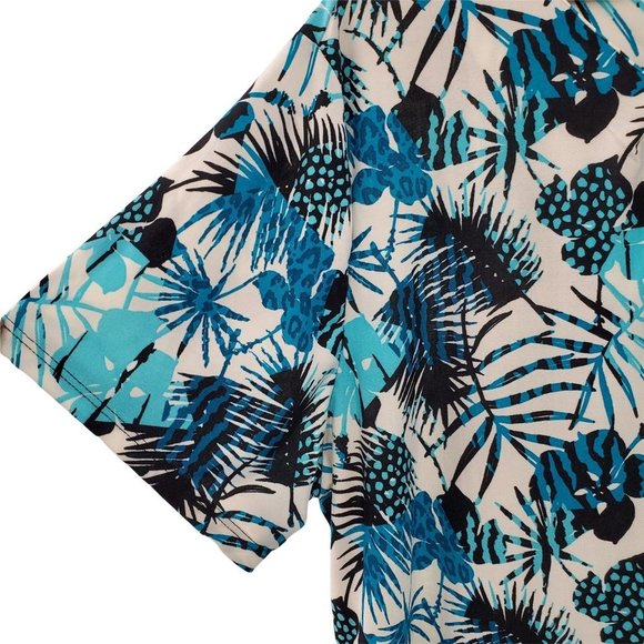 George Tropical Plants and Floral Print Short  Sleeve Blouse - Picture 5 of 9